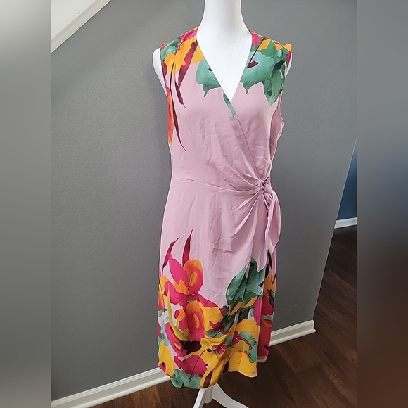 Christian Siriano for J. Jill Wrap Dress Sleeveless Floral Lilac Size Small - Picture 2 of 7